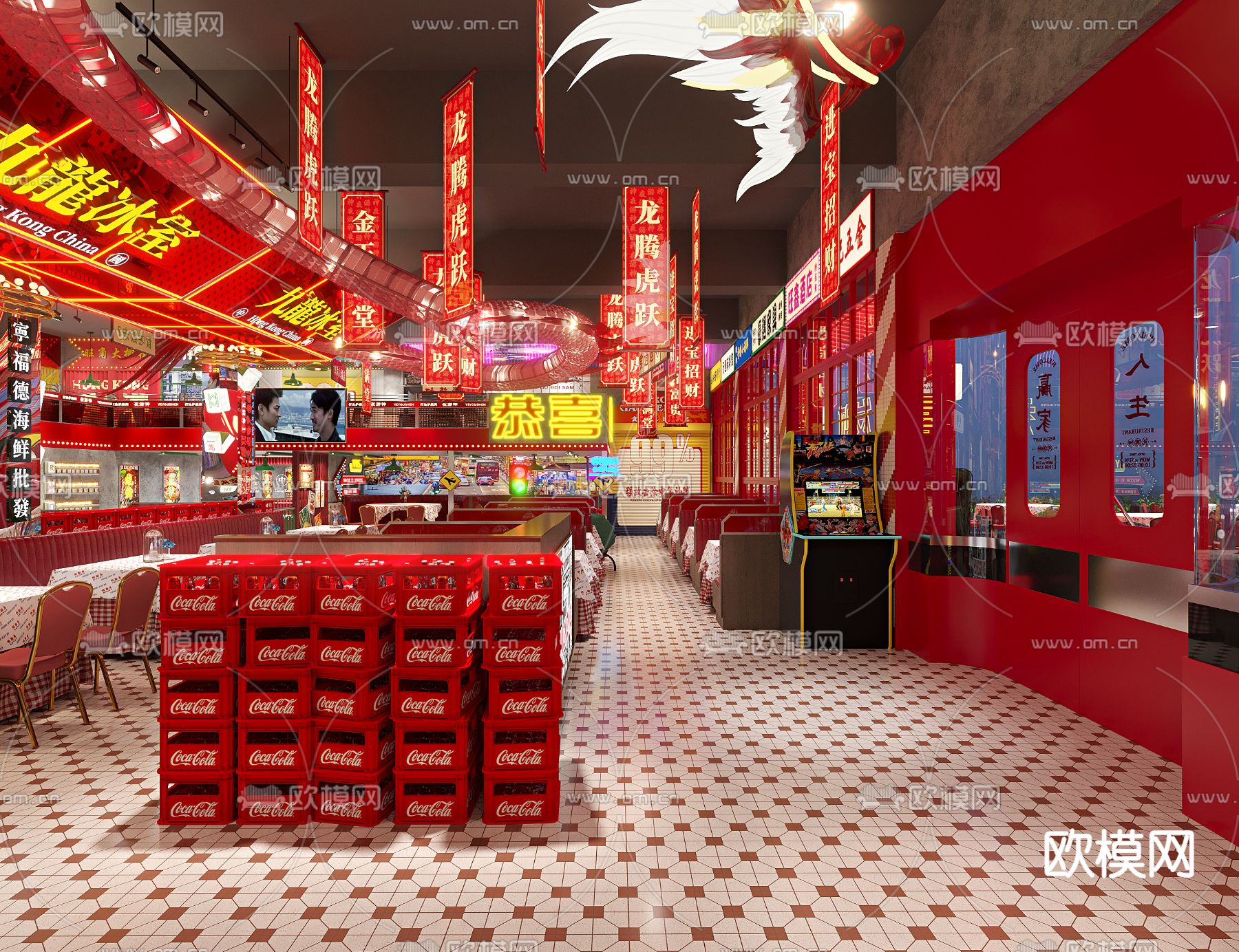 港式火锅店 打边炉3d模型下载（渲染图7）