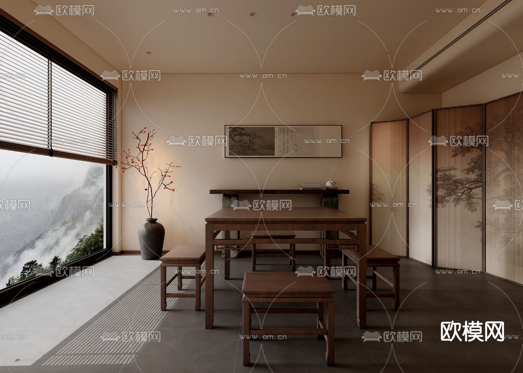 中餐厅包房 宋式餐厅包间3d模型下载