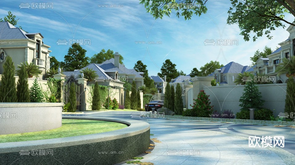 欧式住宅景观3d模型下载