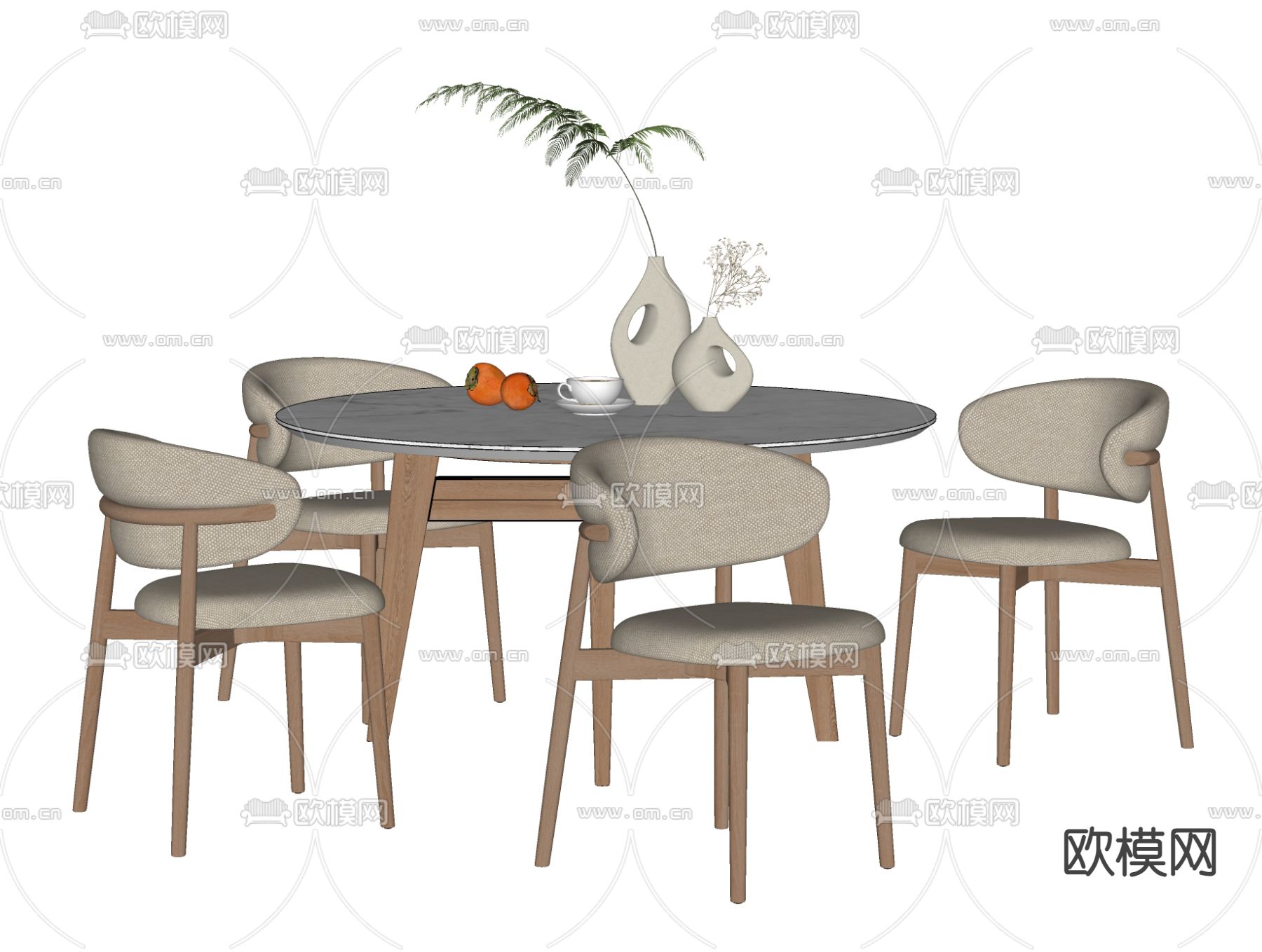 Calligaris 现代餐桌椅su模型下载（渲染图1）