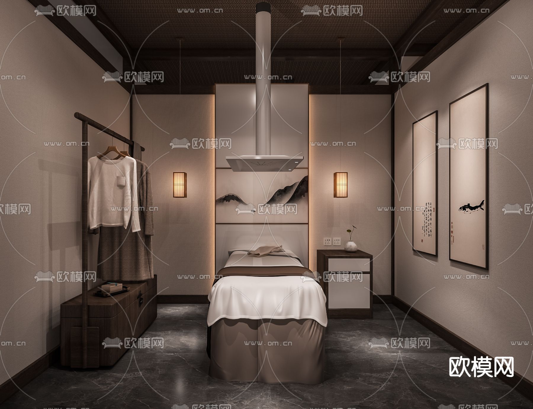 新中式SPA 按摩房 美容房3d模型下载