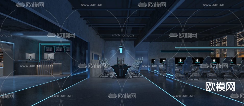 工业风网吧 网咖3d模型下载