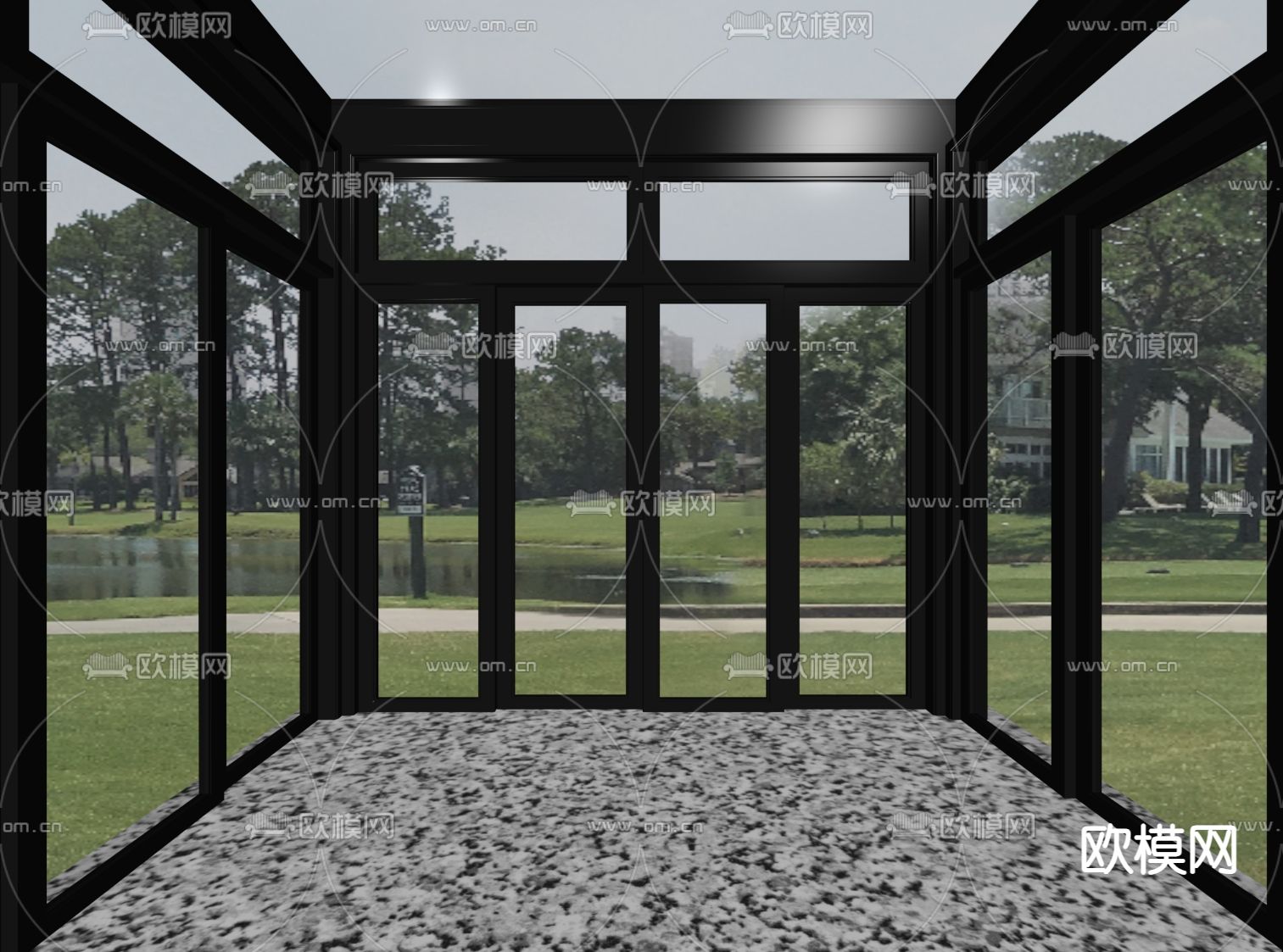 现代阳光房 玻璃房su模型下载（渲染图1）