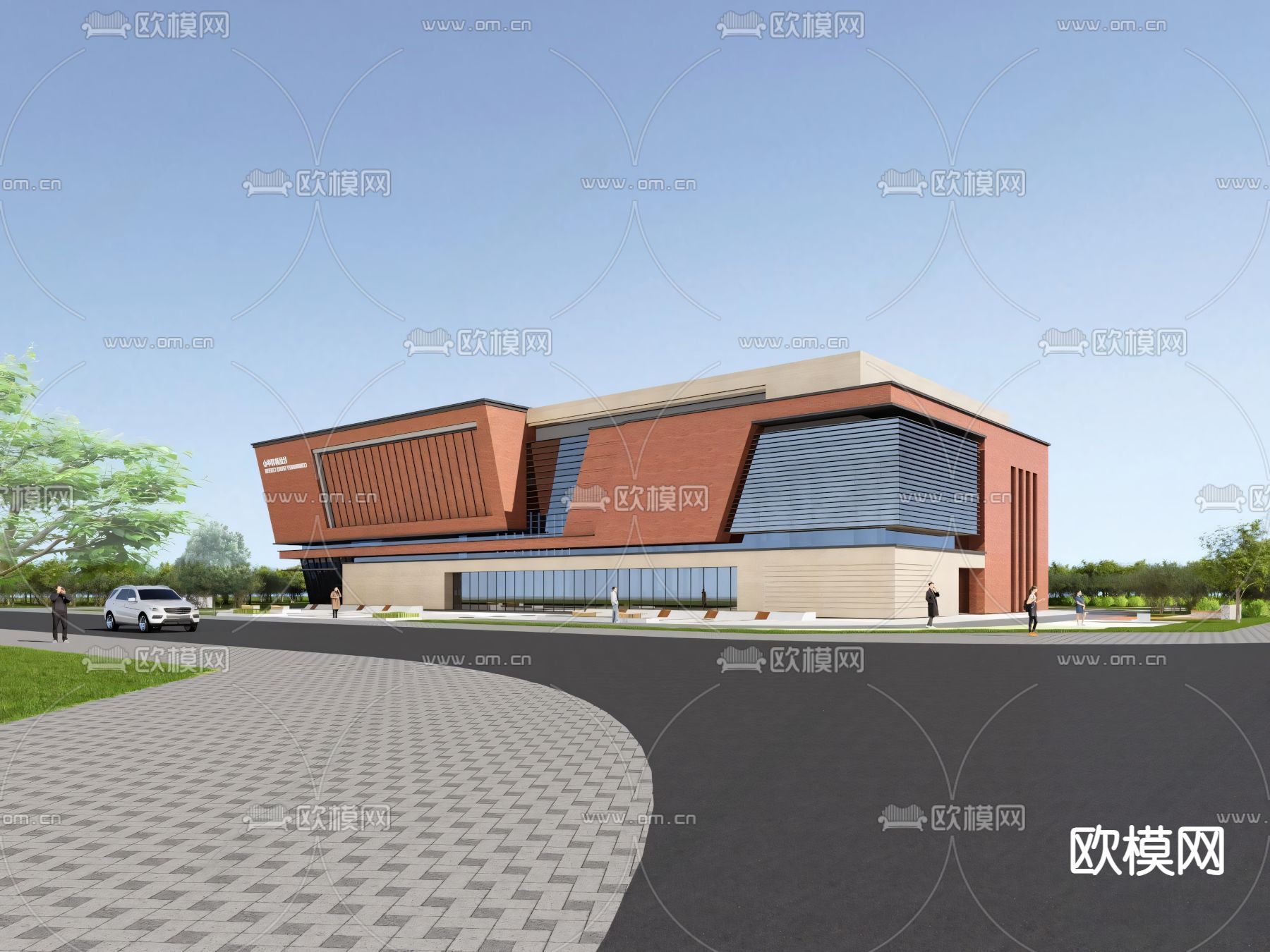 现代体育馆 活动中心 建筑外观su模型下载（渲染图2）