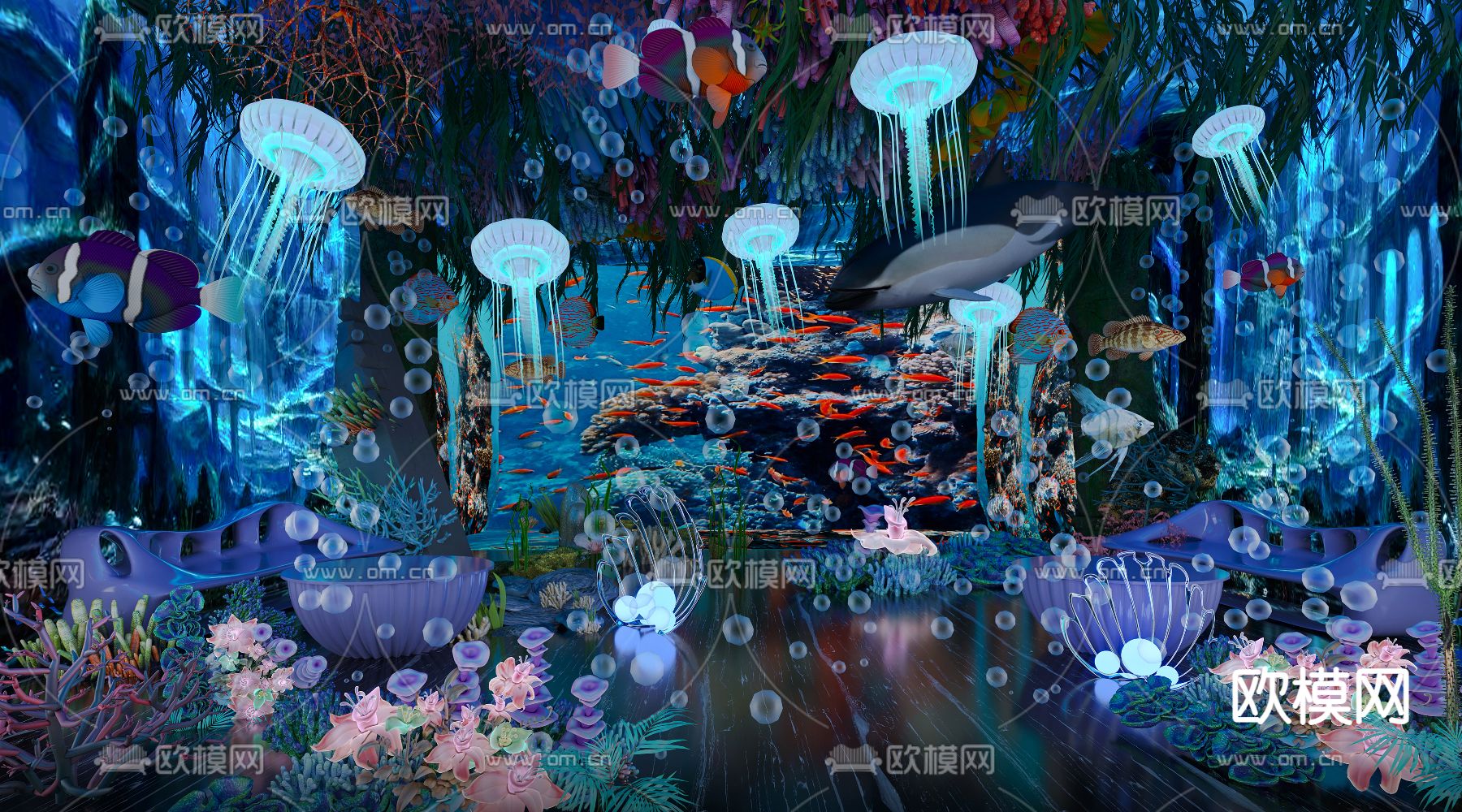 海底世界 水族馆 海洋生物3d模型