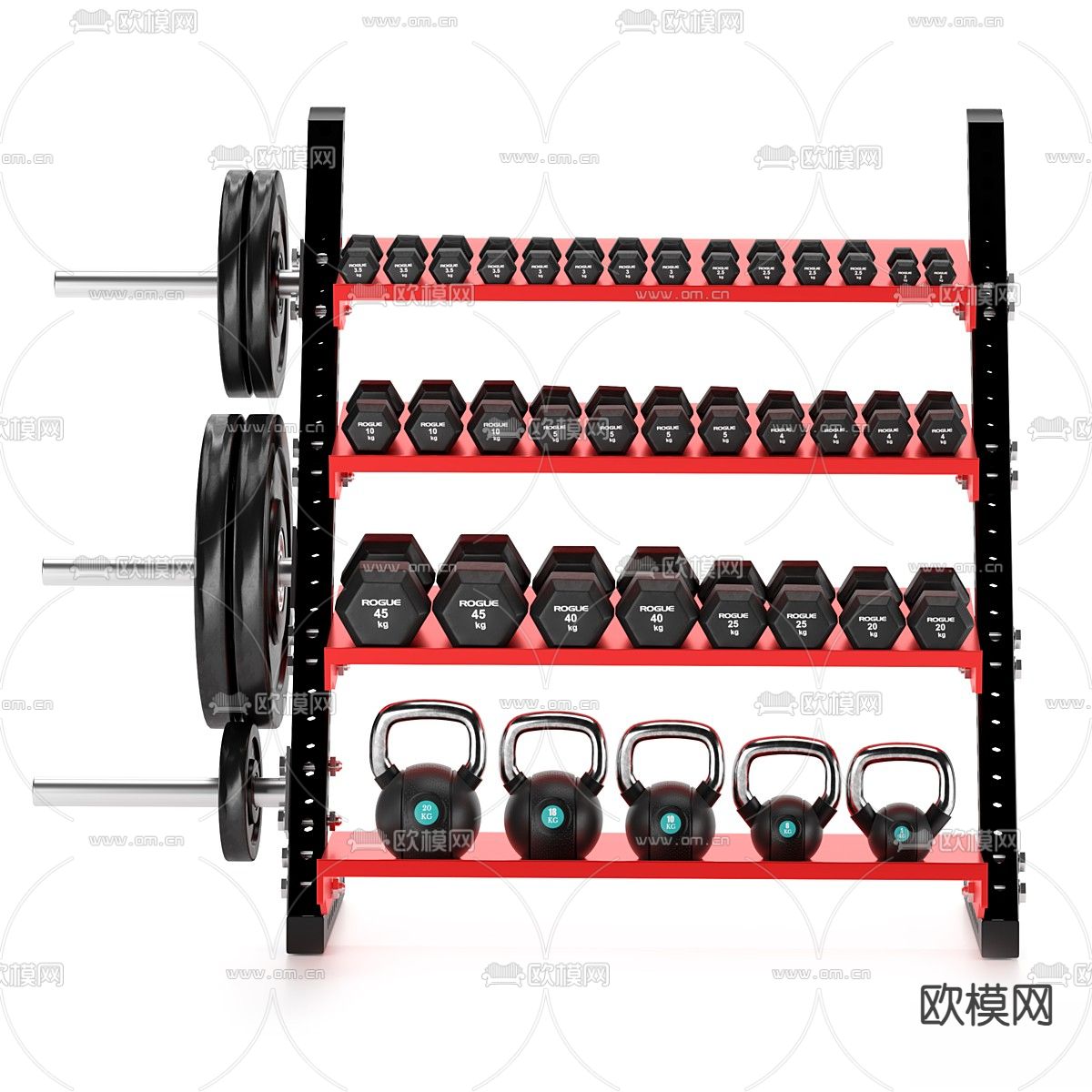 健身器材 壶铃 哑铃3d模型下载（渲染图2）