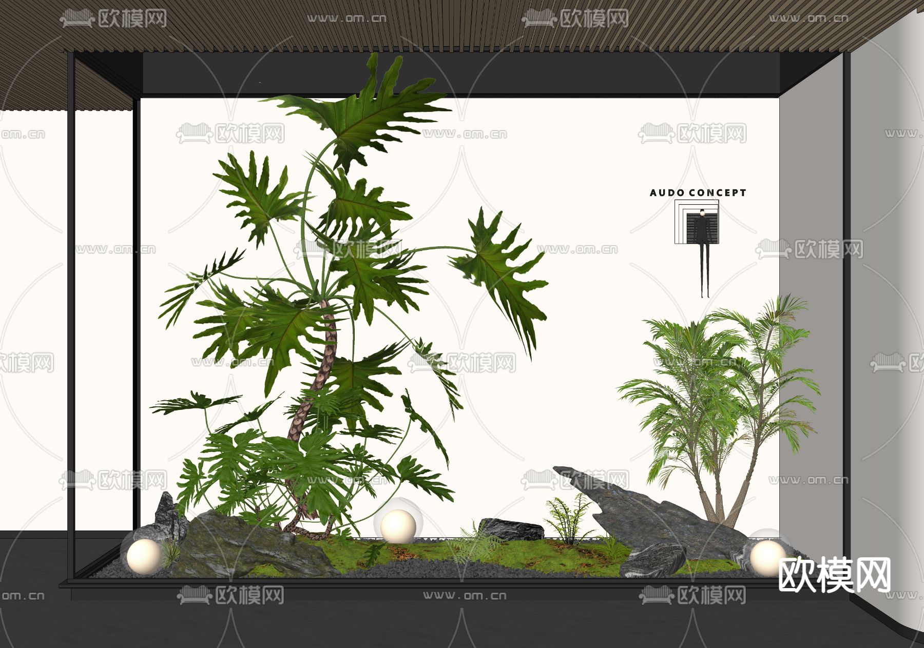 室内小品 植物造景 庭院小品su模型下载（渲染图2）