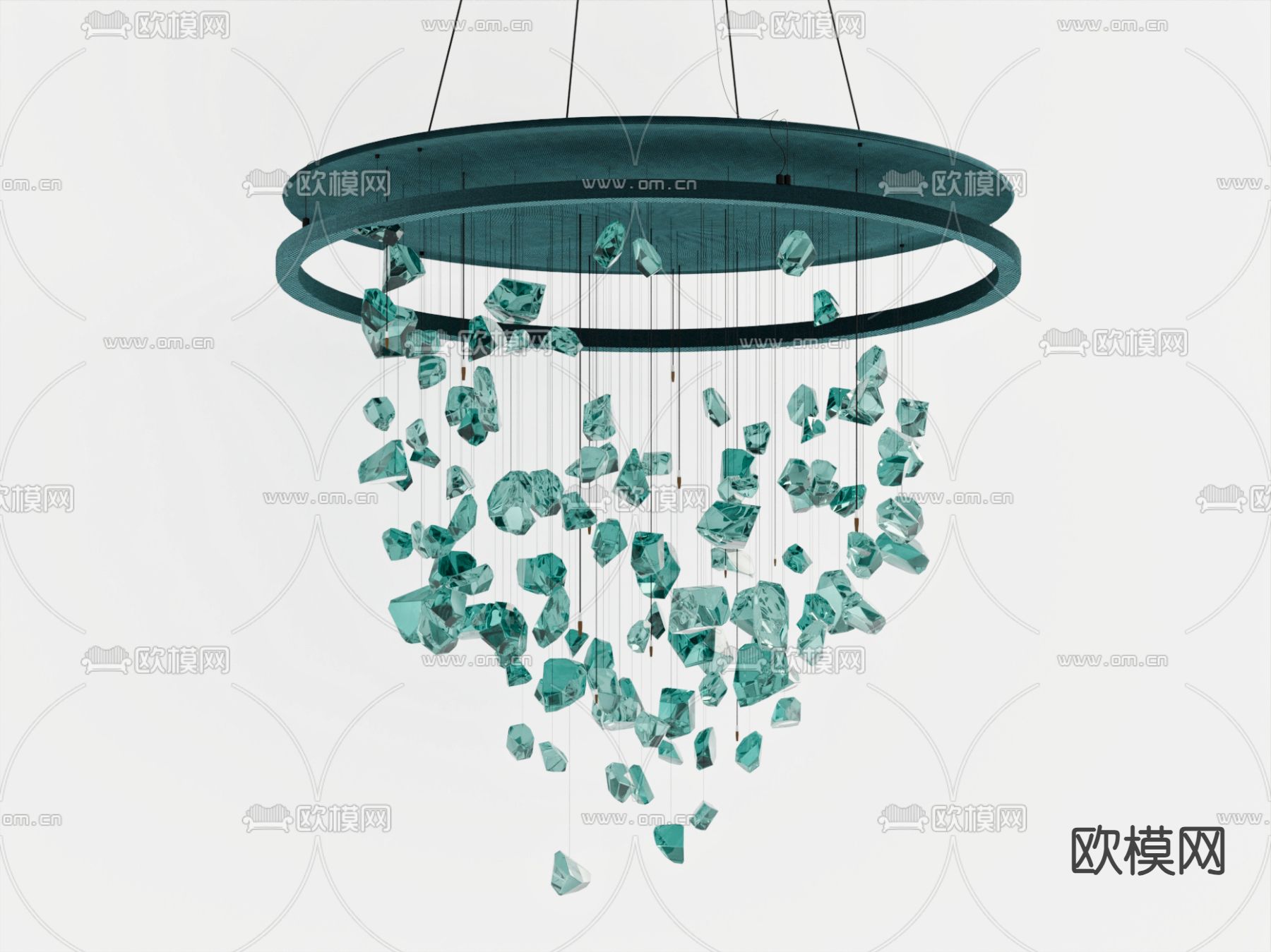 大堂吊灯 圆盘吊灯 水景吊灯su模型下载（渲染图2）