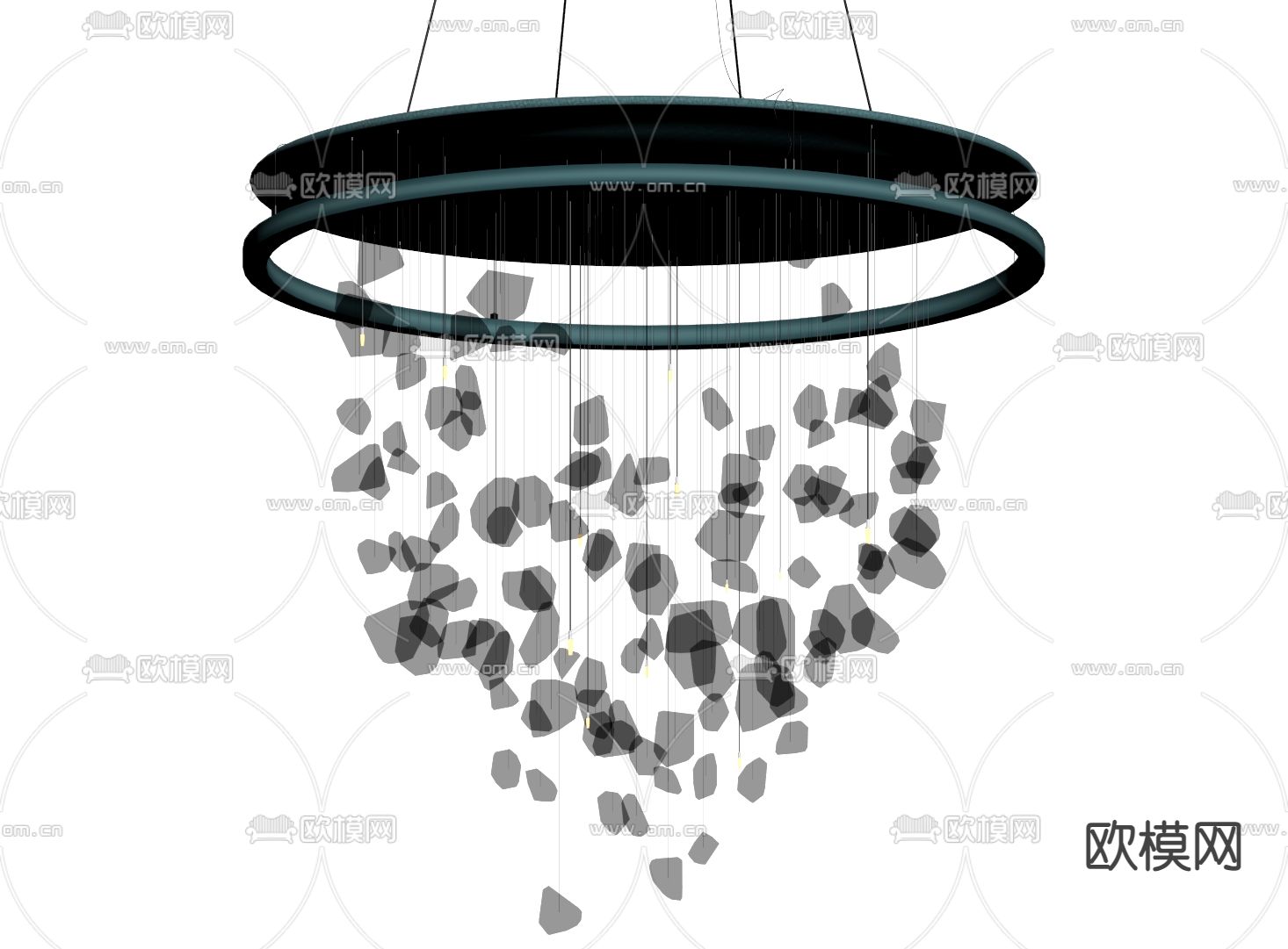大堂吊灯 圆盘吊灯 水景吊灯su模型下载（渲染图1）
