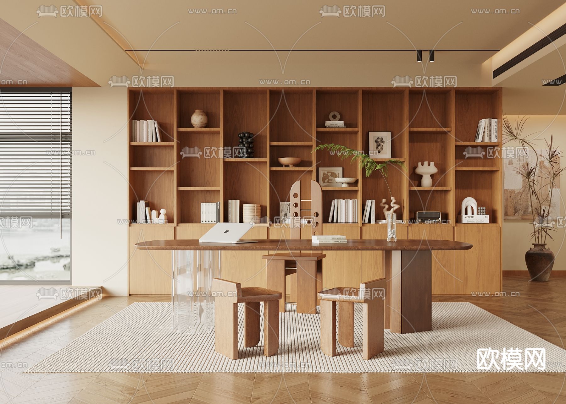 中古风书房3d模型下载