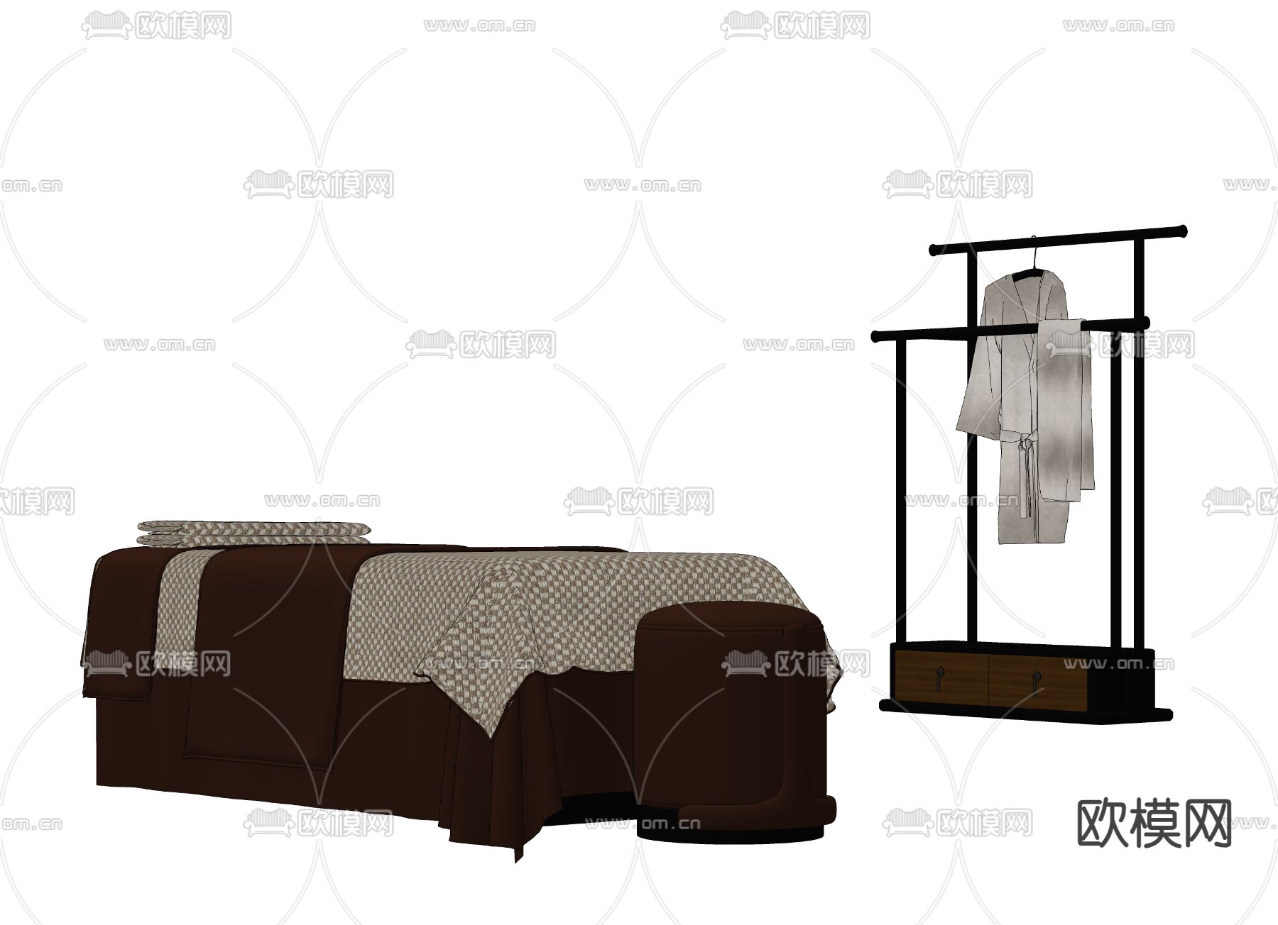 美容SPA按摩床su模型下载（渲染图1）