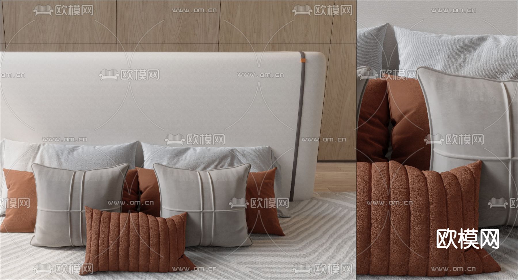 枕头 抱枕 床品su模型下载（渲染图2）