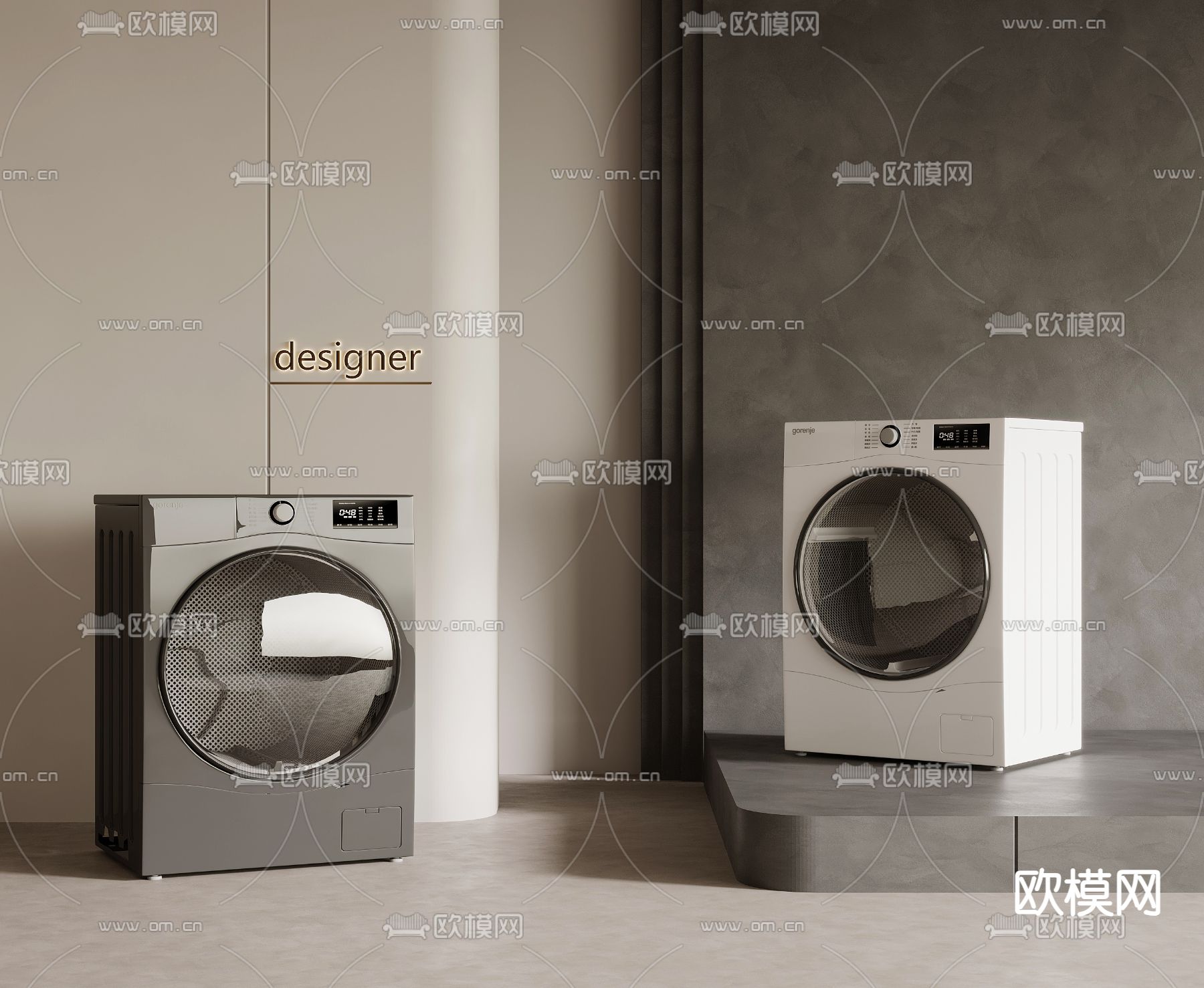 滚筒洗衣机 烘干机3d模型下载