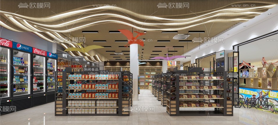 现代超市 商场3d模型下载(渲染图2)