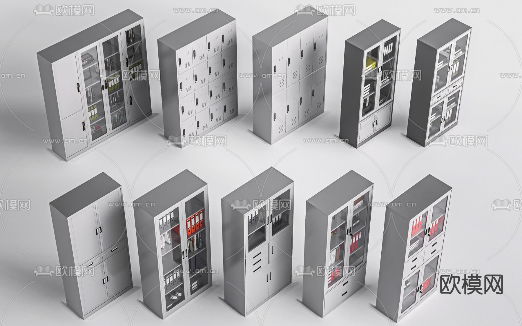 文件柜 储物柜 铁皮柜su模型下载（渲染图2）