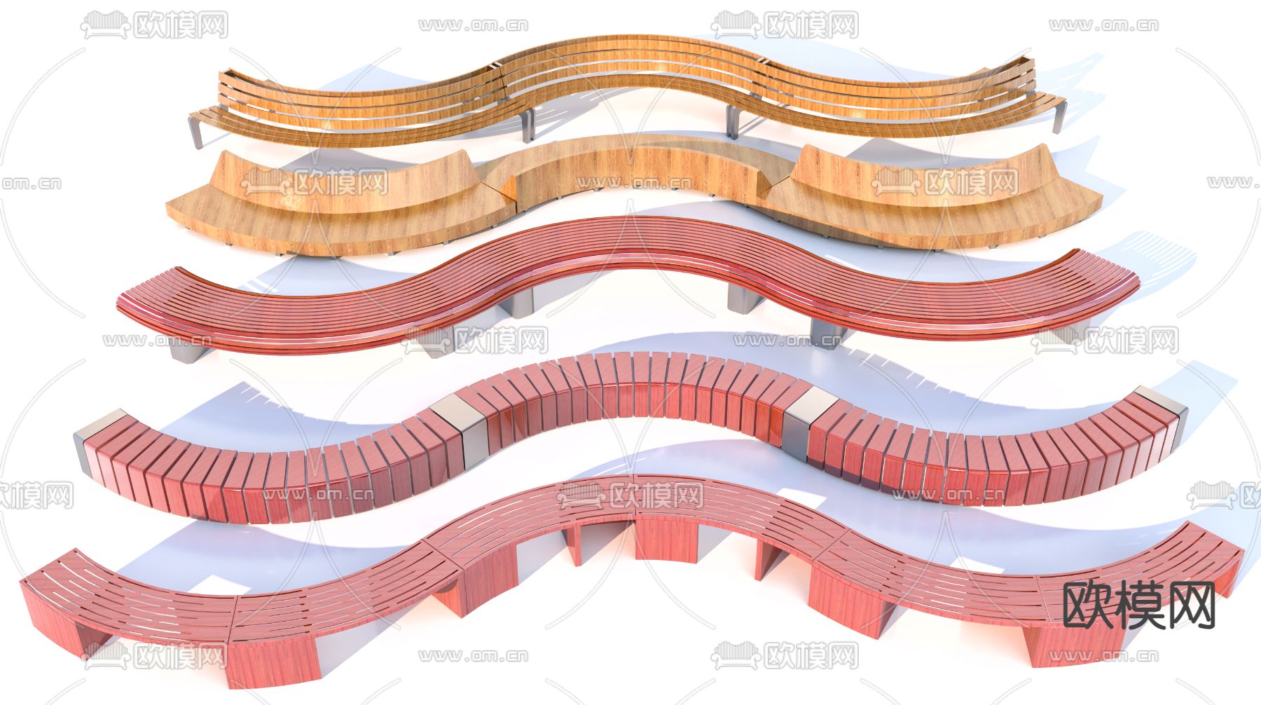 景观座椅 户外椅 创意坐椅 S型户外坐椅3d模型下载