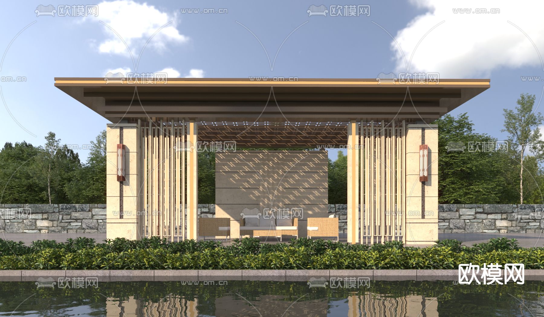 新中式亭子 景观亭 休憩亭3d模型下载