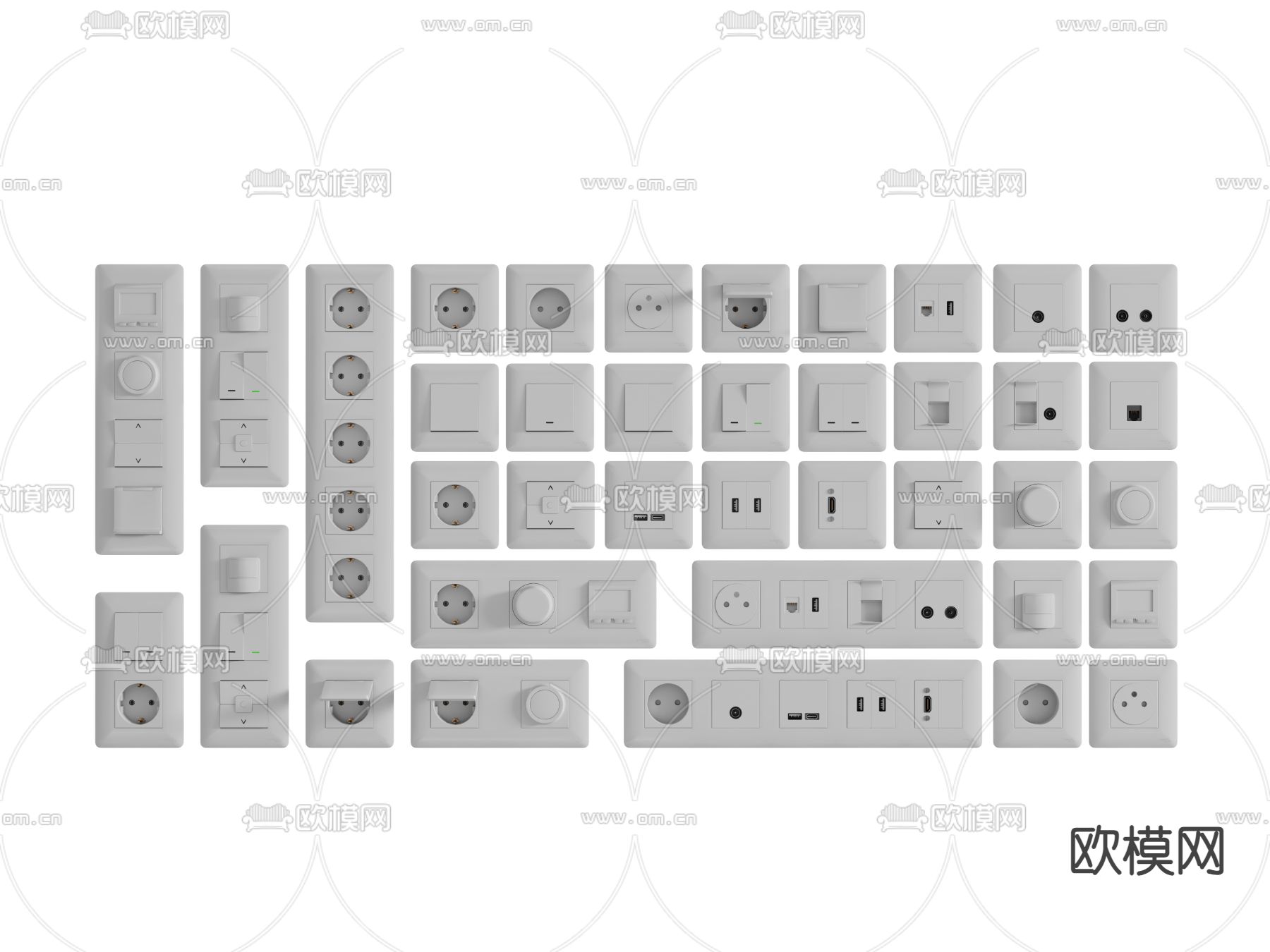开关插座 智能开关面板3d模型下载