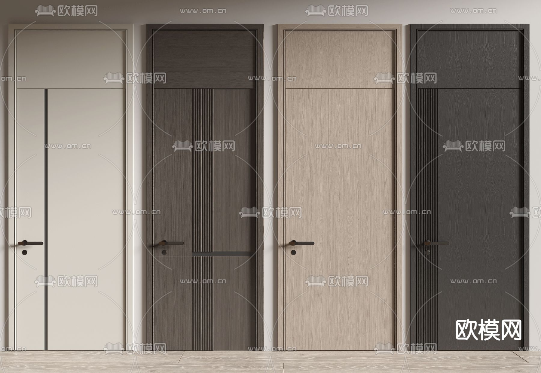 原木风房间门 木门3d模型下载