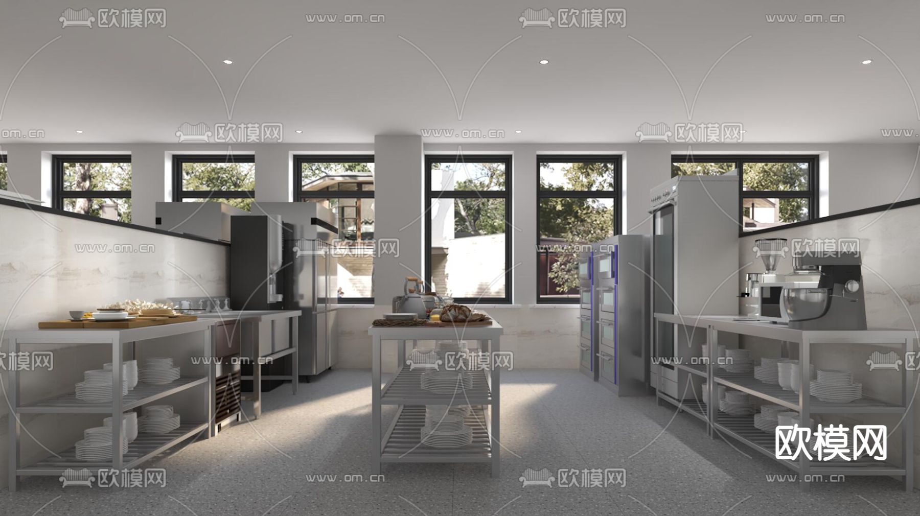 酒店后厨 中央厨房3d模型下载（渲染图3）