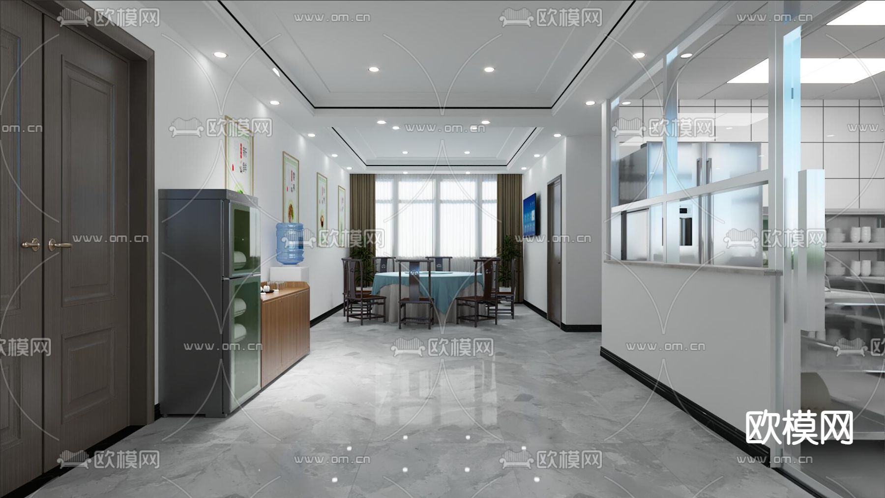 工业风后厨 中央厨房3d模型下载（渲染图2）