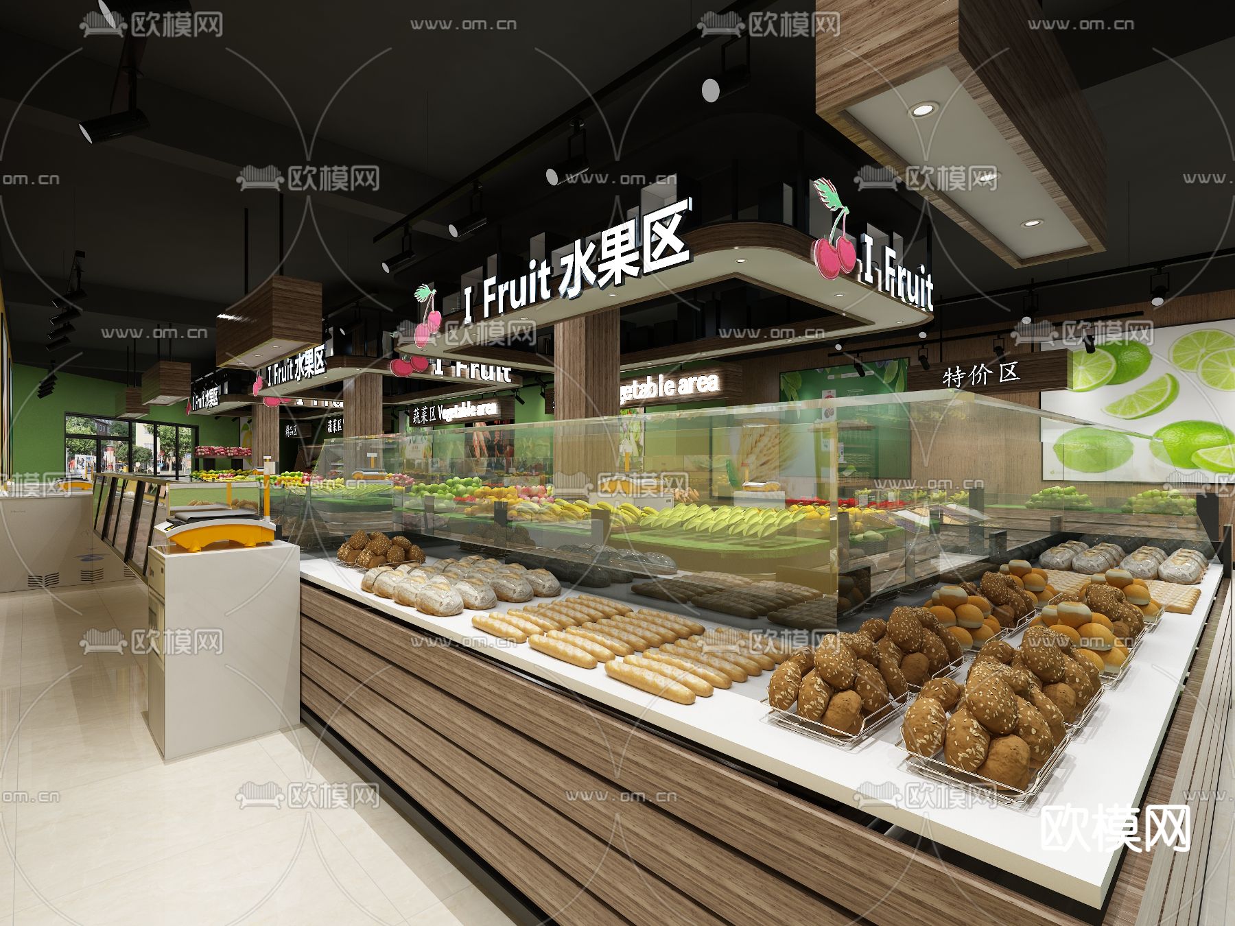 生鲜超市 水果区3d模型下载