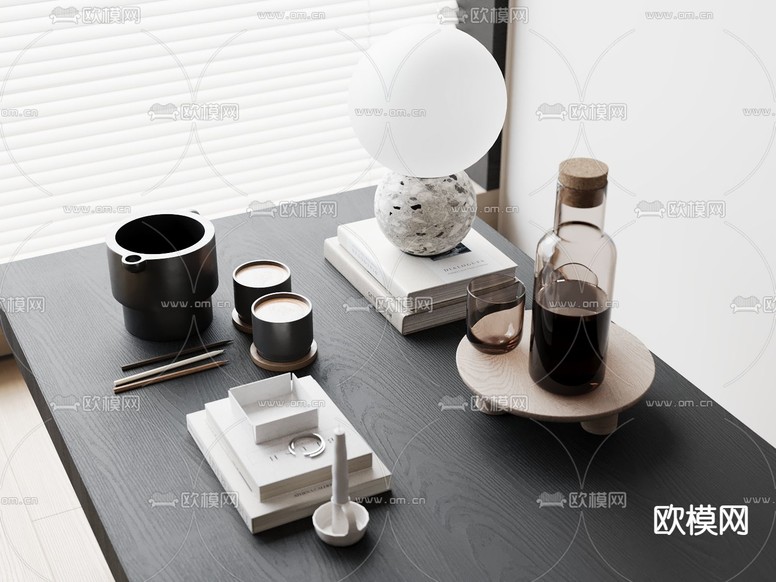装饰品 摆件 书籍 台灯 厨房用具 托盘3d模型下载