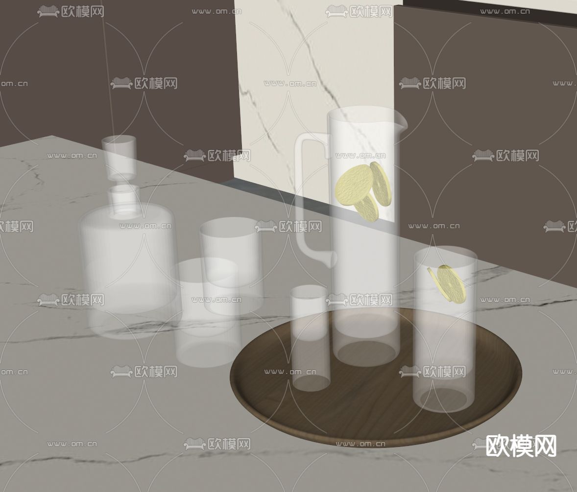 玻璃器皿 酒水饮料su模型下载（渲染图1）