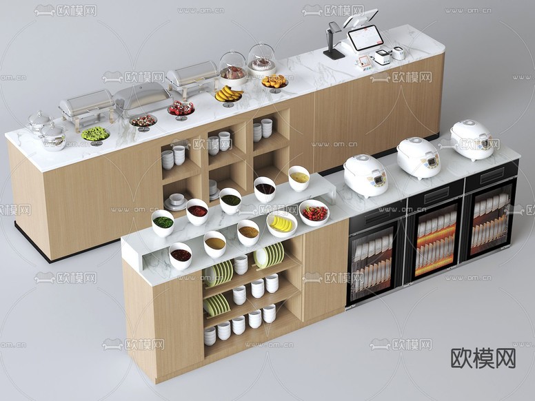 自助餐廳 自助餐臺(tái)3d模型下載