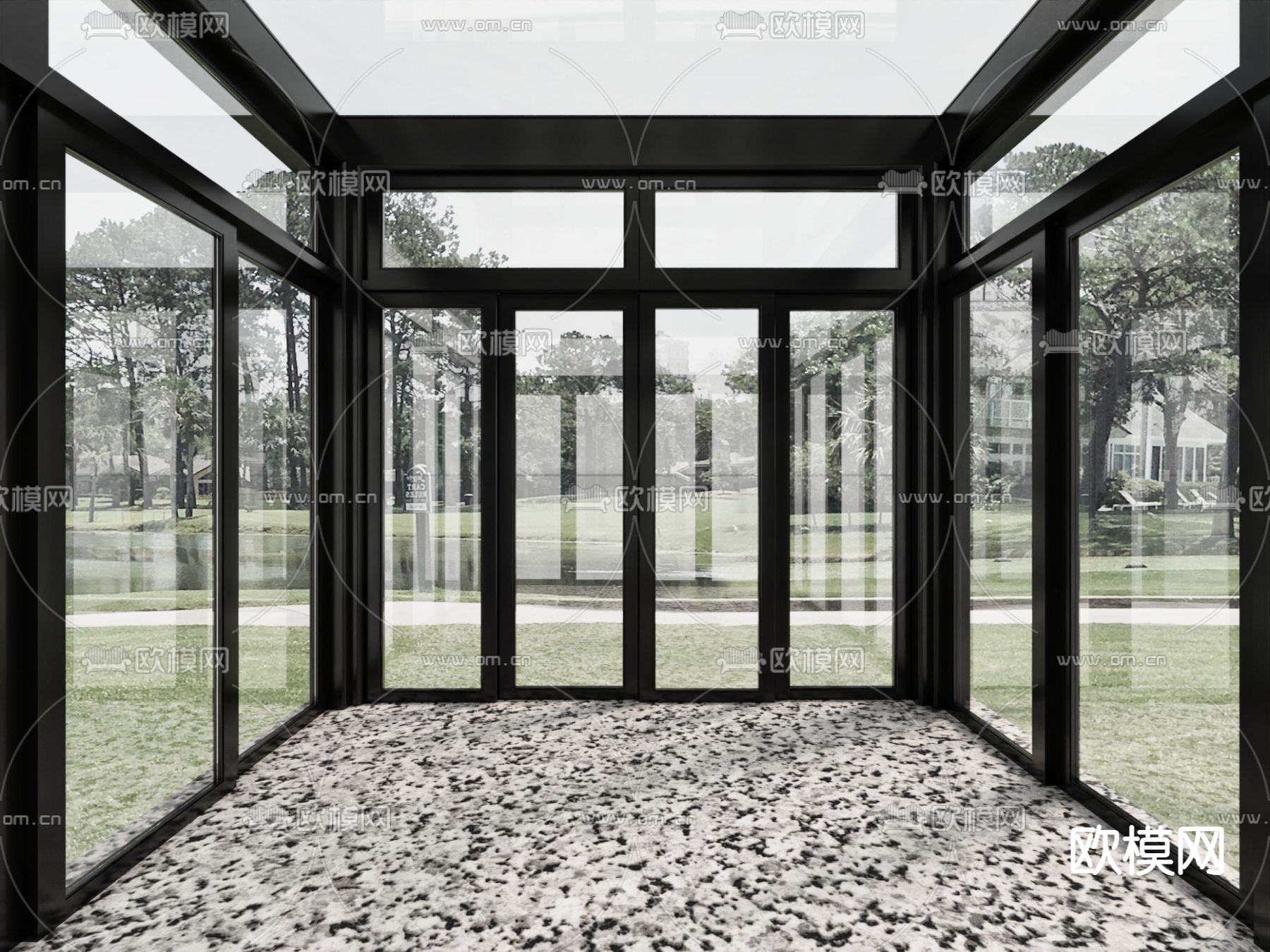 现代阳光房 玻璃房su模型下载（渲染图2）