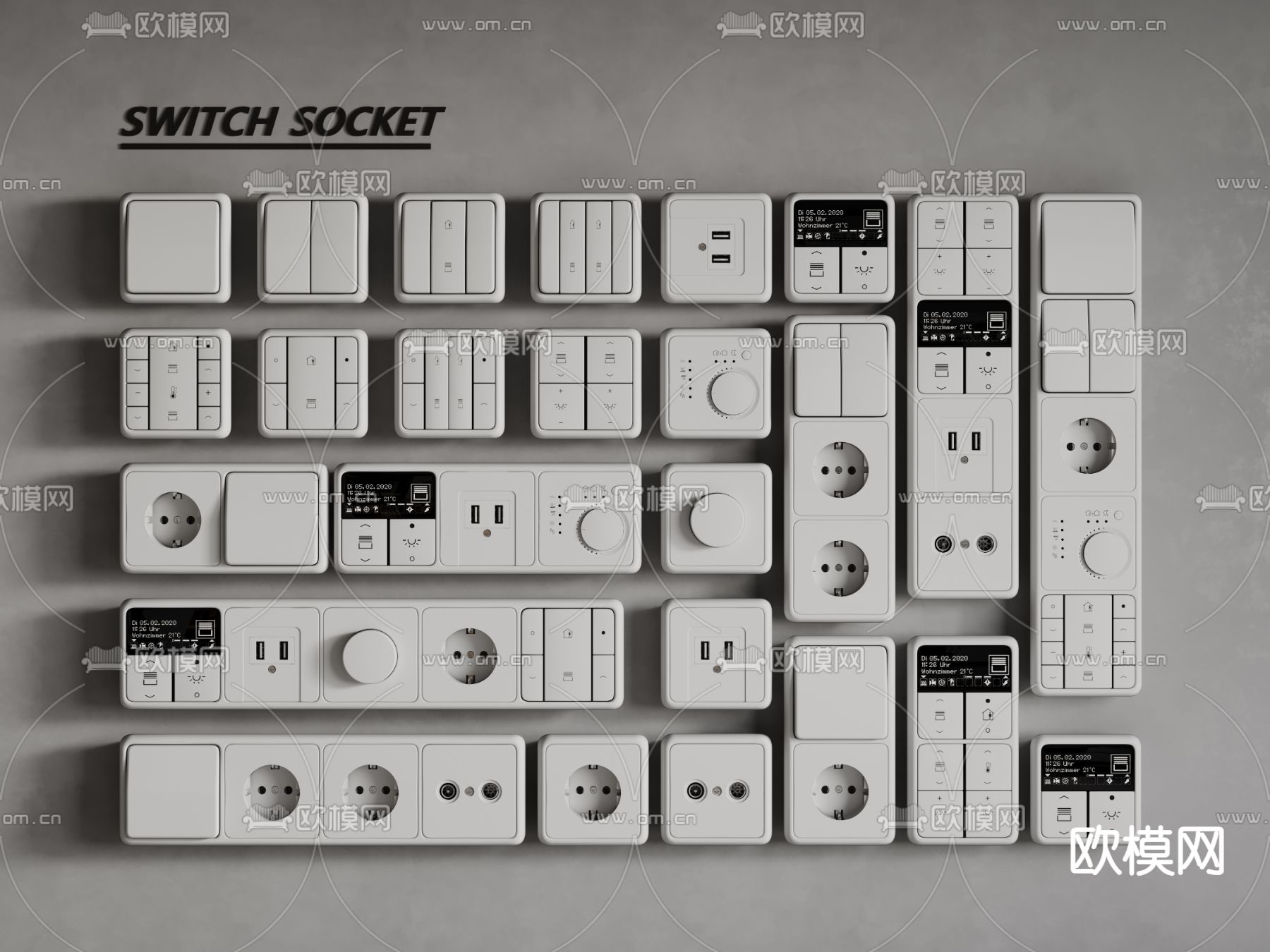 开关插座 智能面板3d模型下载