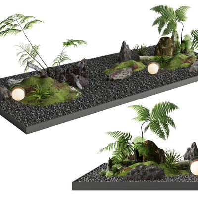 庭院小品 蕨类景观造景su模型