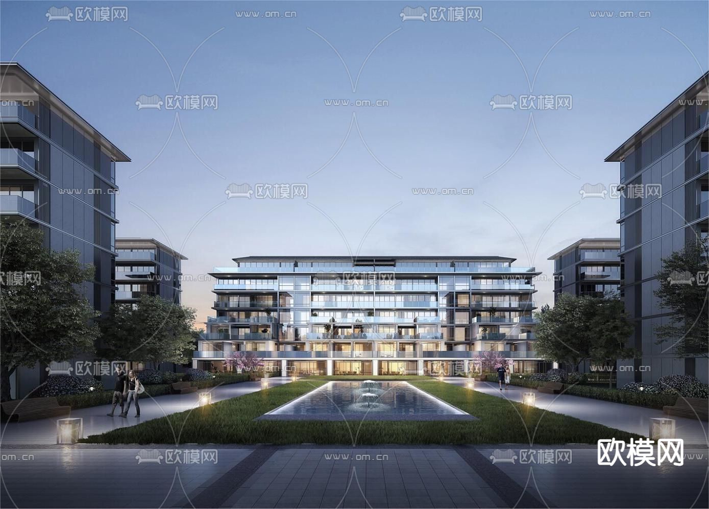 现代多层住宅外观 商业楼3d模型下载