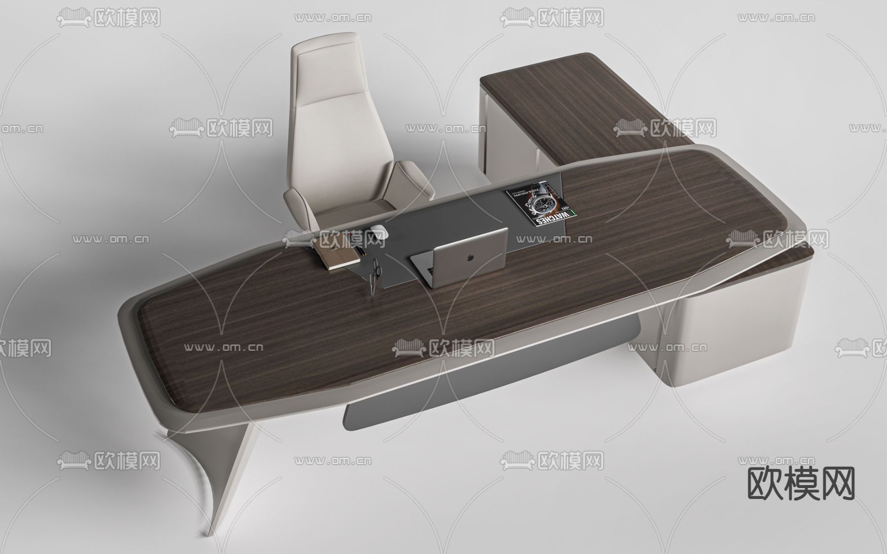 班台桌椅 经理办公桌 老板桌椅su模型下载（渲染图2）