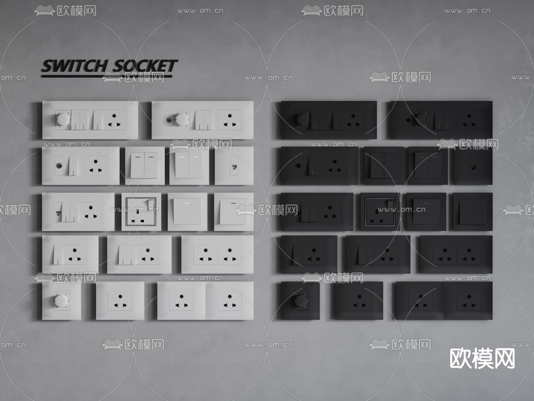 开关插座 智能面板3d模型下载