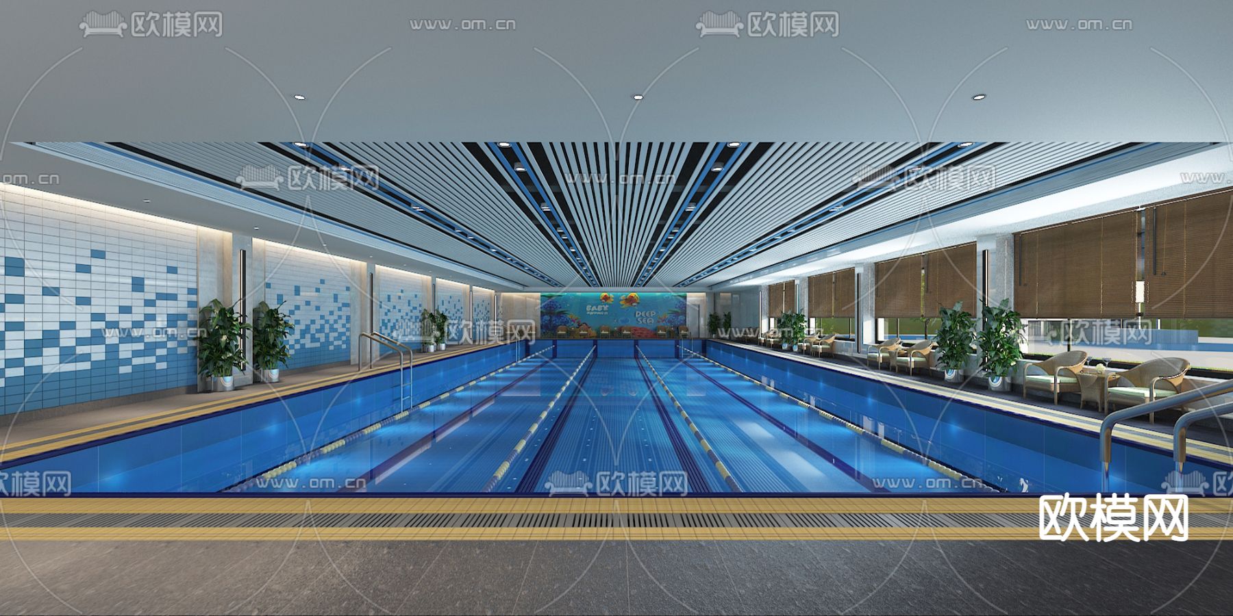 现代游泳馆 游泳池3d模型