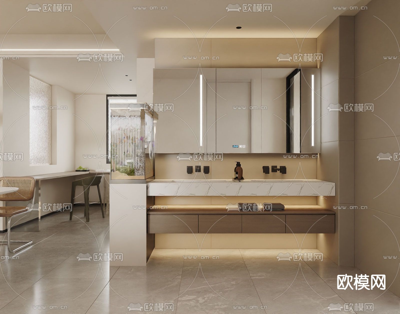 现代洗手台 洗手池3d模型下载