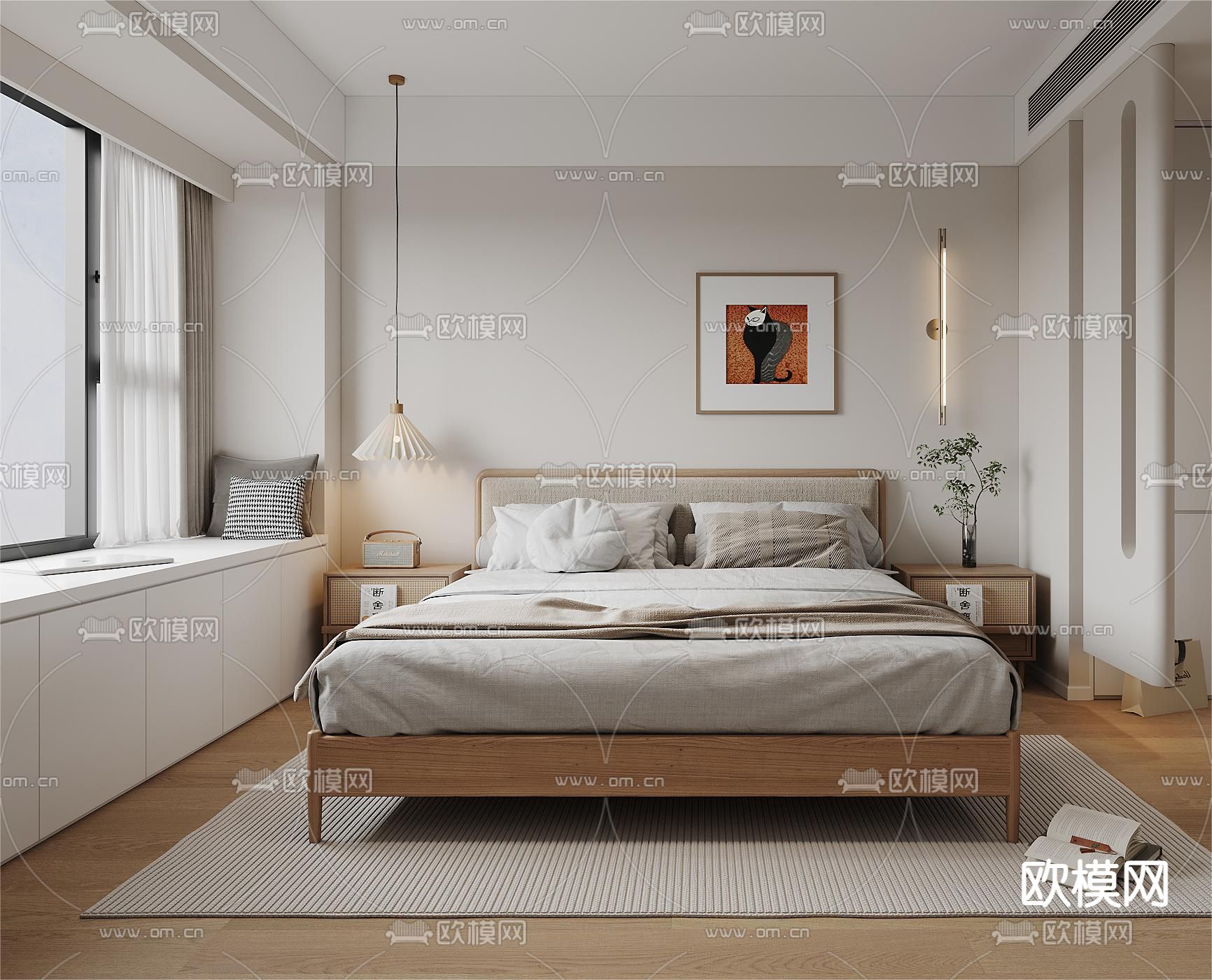 北欧卧室 主卧3d模型下载（渲染图2）