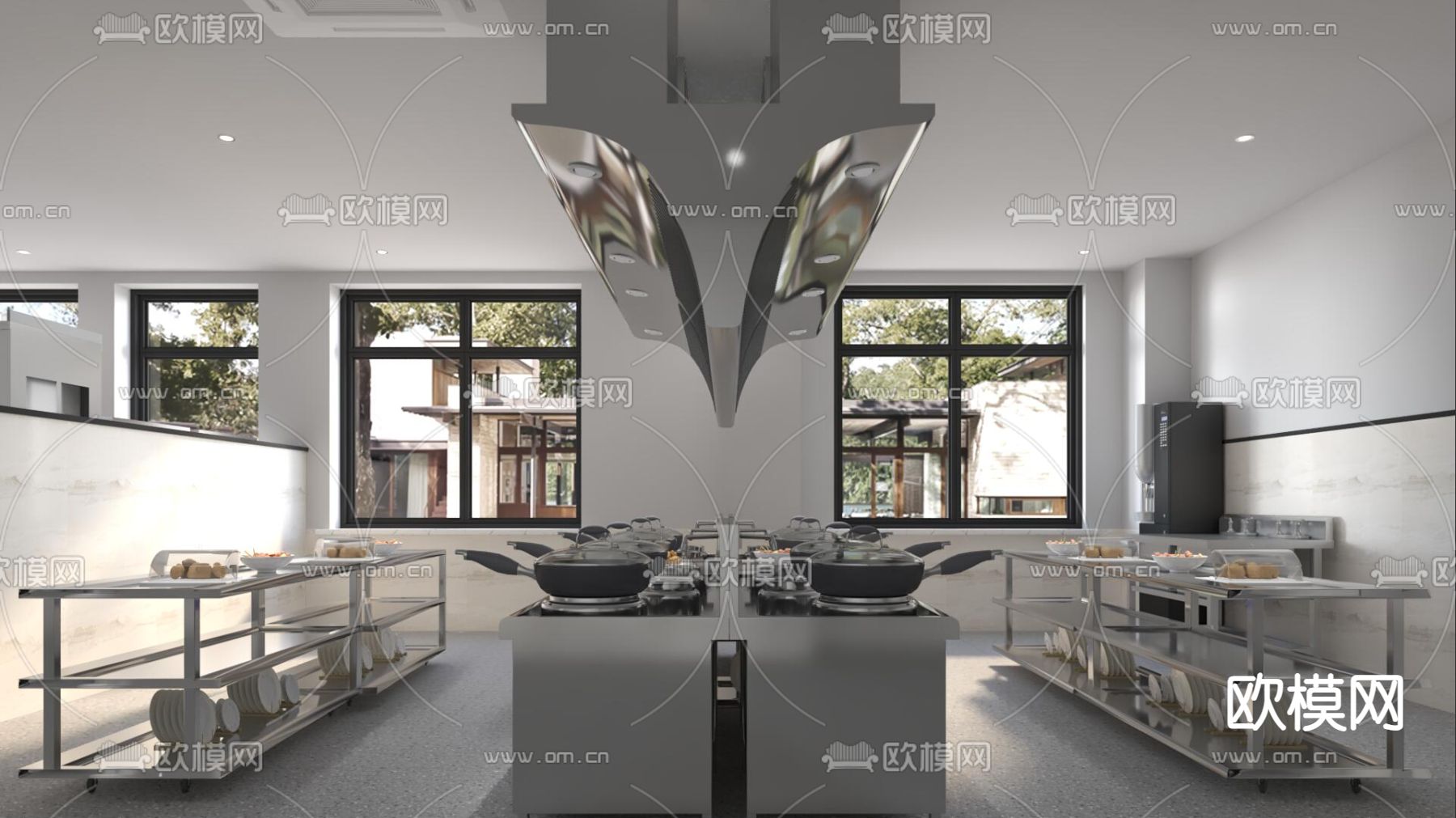 酒店后厨 中央厨房3d模型下载（渲染图2）