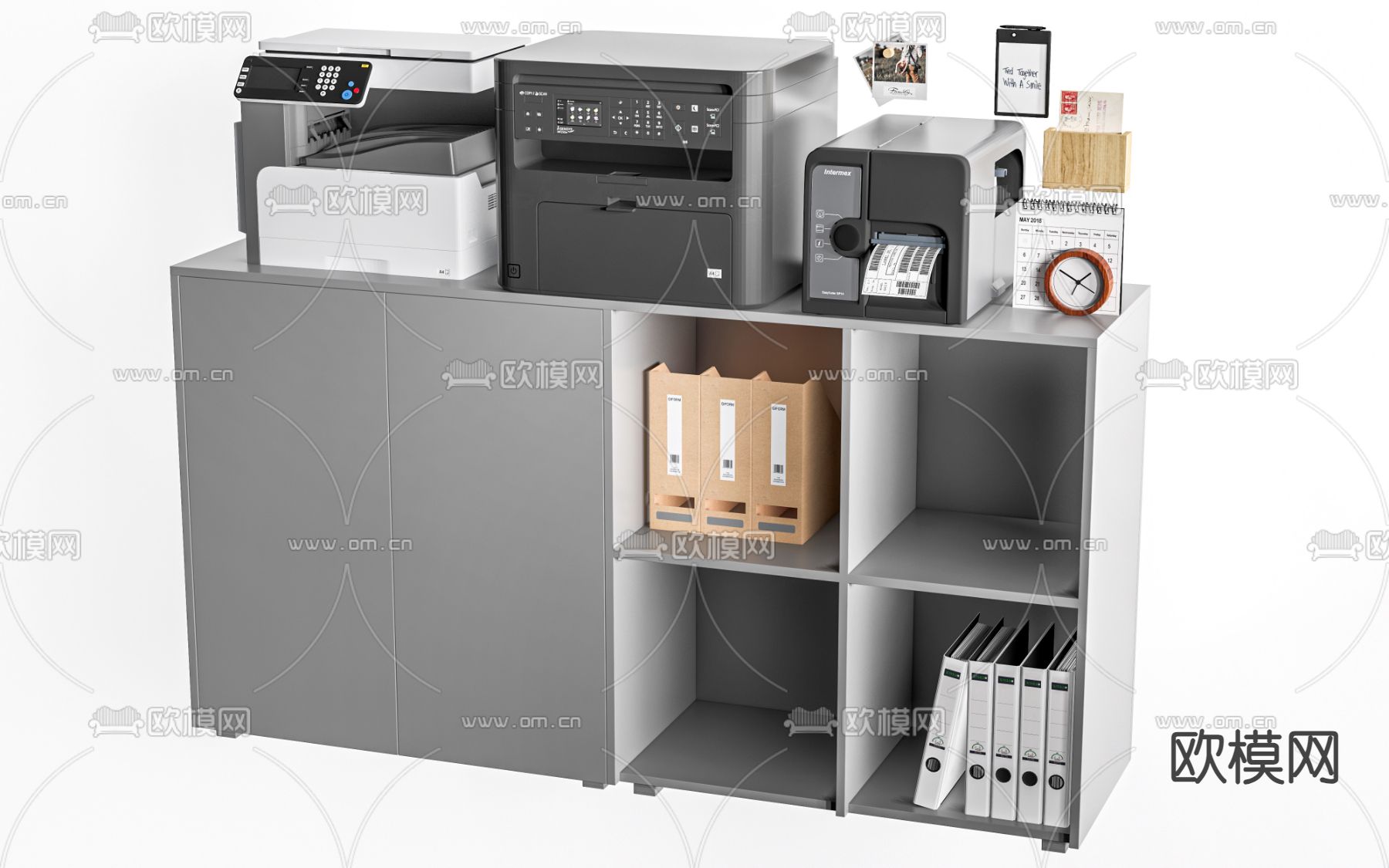 现代文件柜 打印机 档案柜su模型下载（渲染图2）