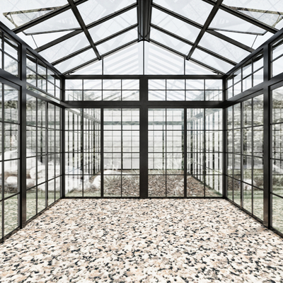  现代阳光房 玻璃房su模型 