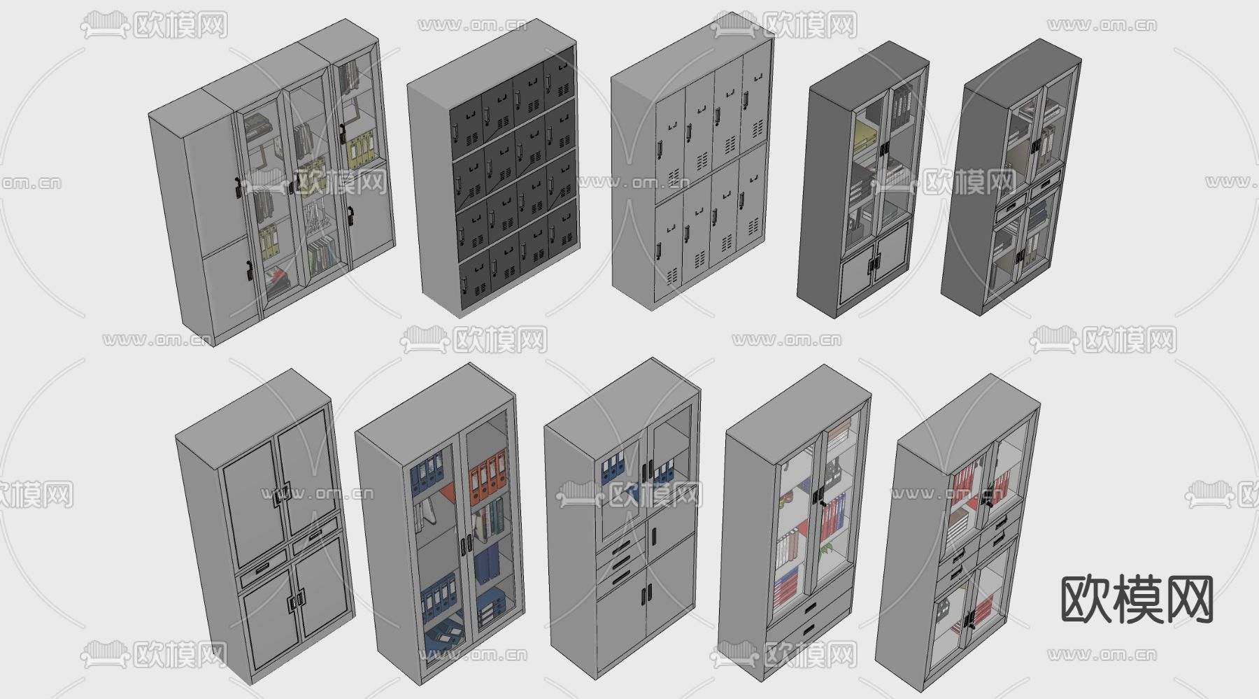 文件柜 储物柜 铁皮柜su模型下载（渲染图1）