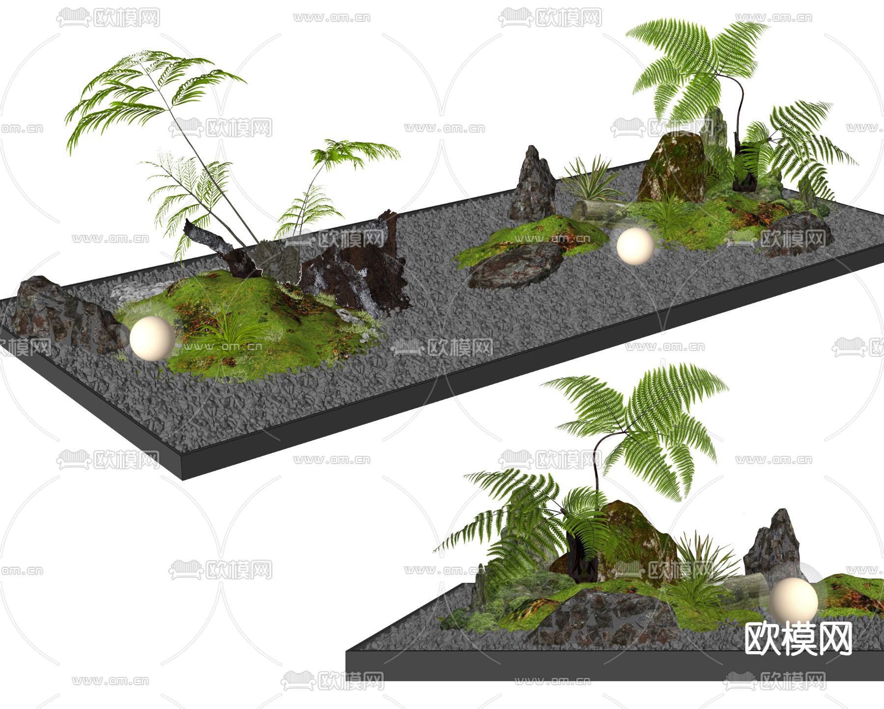 庭院小品 蕨类景观造景su模型