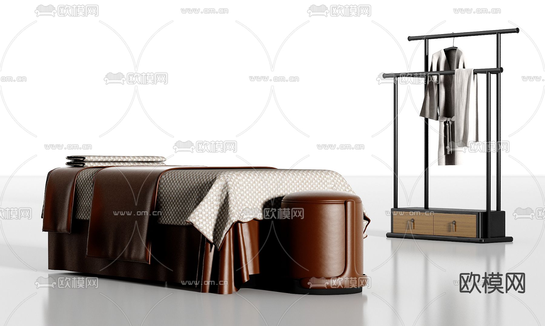 美容SPA按摩床su模型下载（渲染图2）