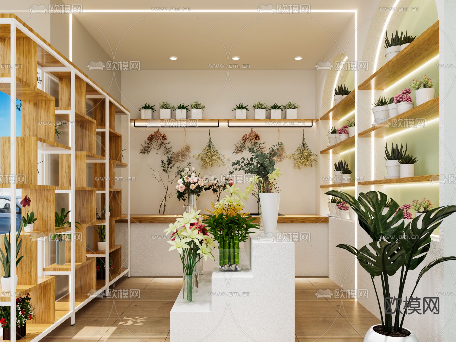 北欧花店 鲜花店3d模型下载（渲染图1）