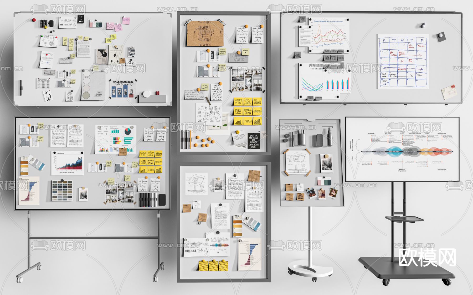 白板 便签板 软木板 写字板su模型下载（渲染图2）
