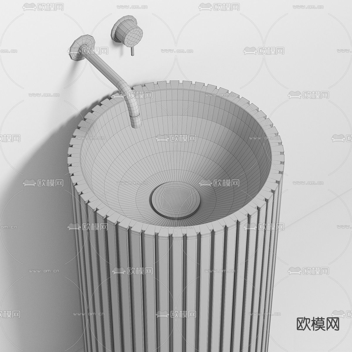 立柱台盆 洗手盆3d模型下载（渲染图3）