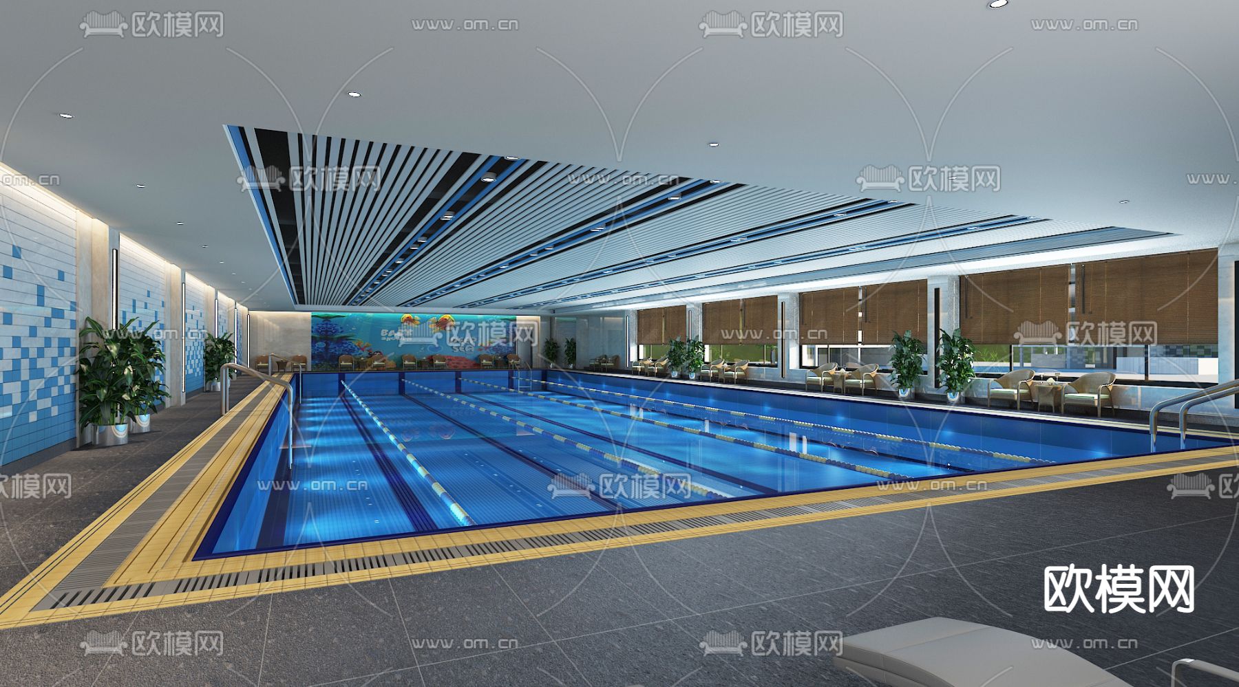 现代游泳馆 游泳池3d模型