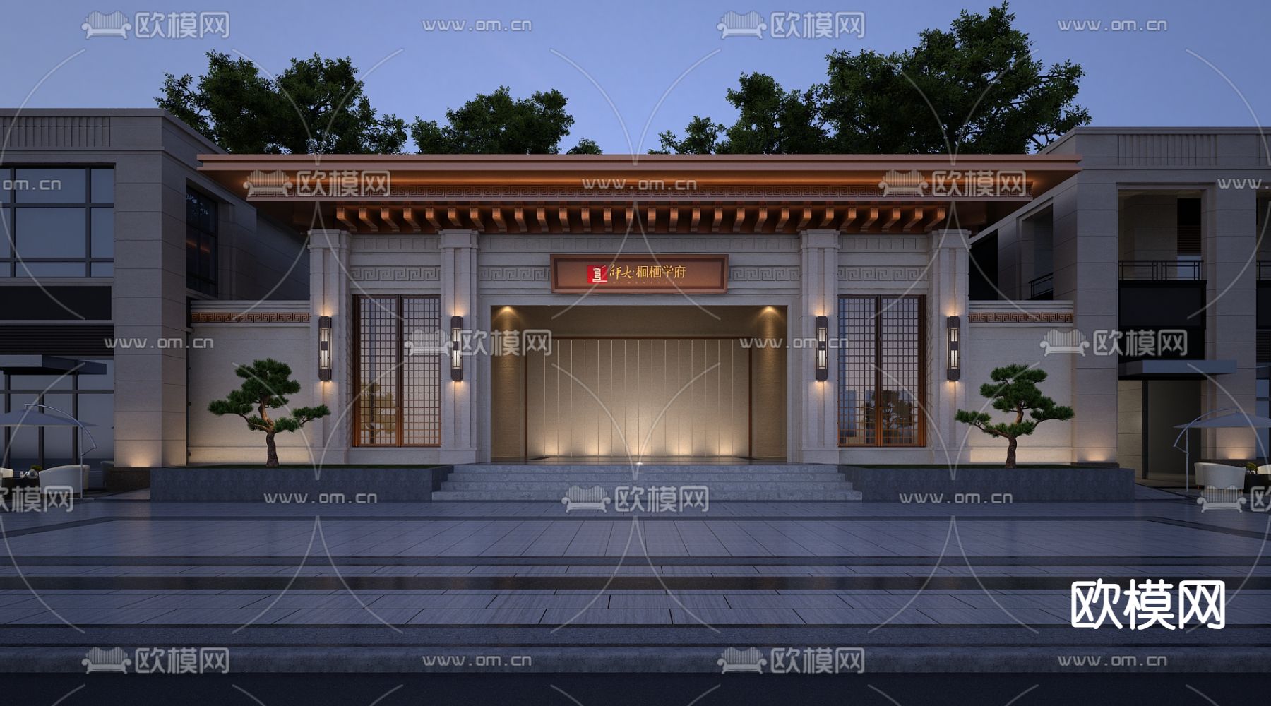 小区大门 入口大门3d模型下载