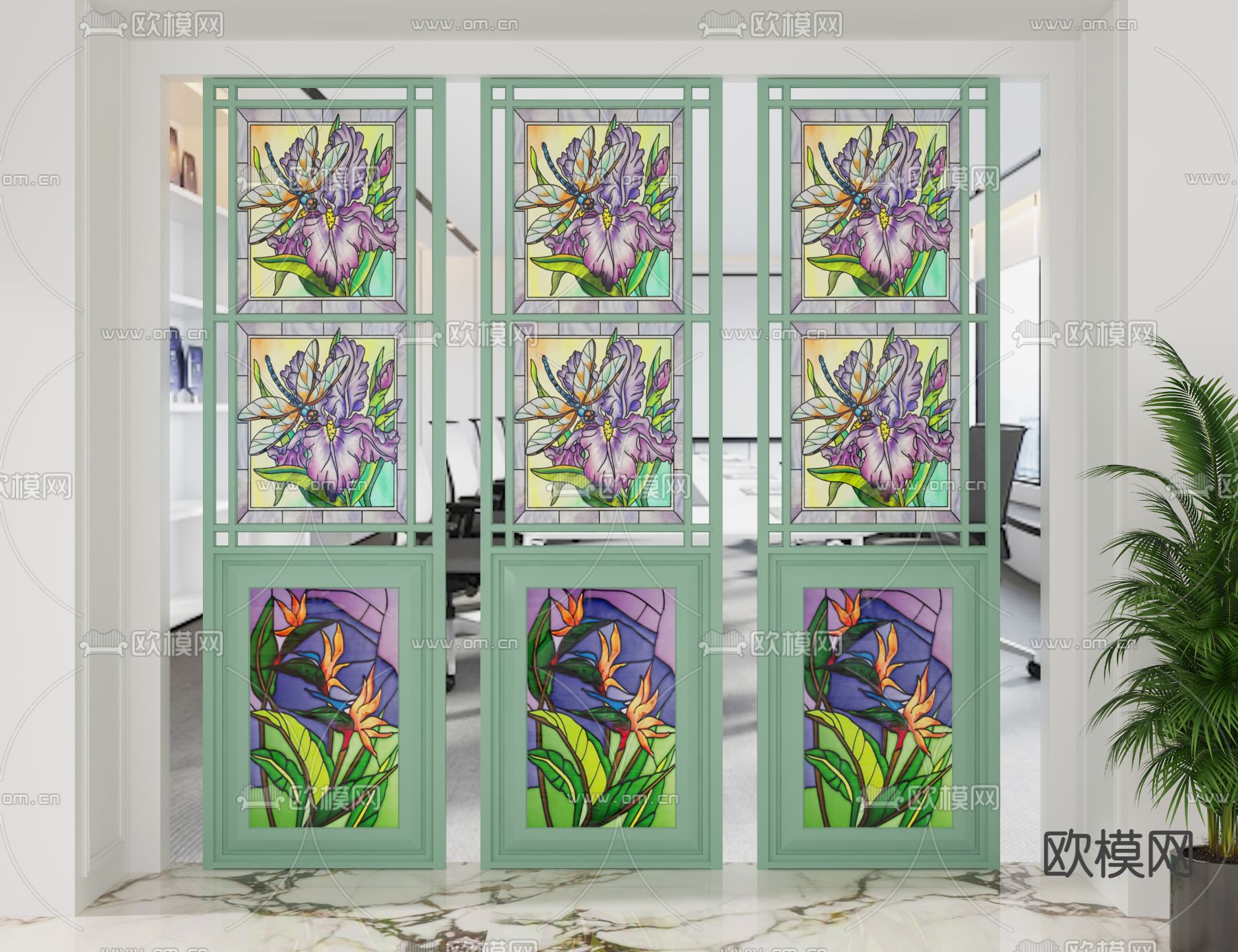 民国风隔断 复古隔断3d模型下载